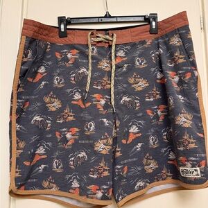 Howler Brothers Men's Swim Shorts - Navy and Rust